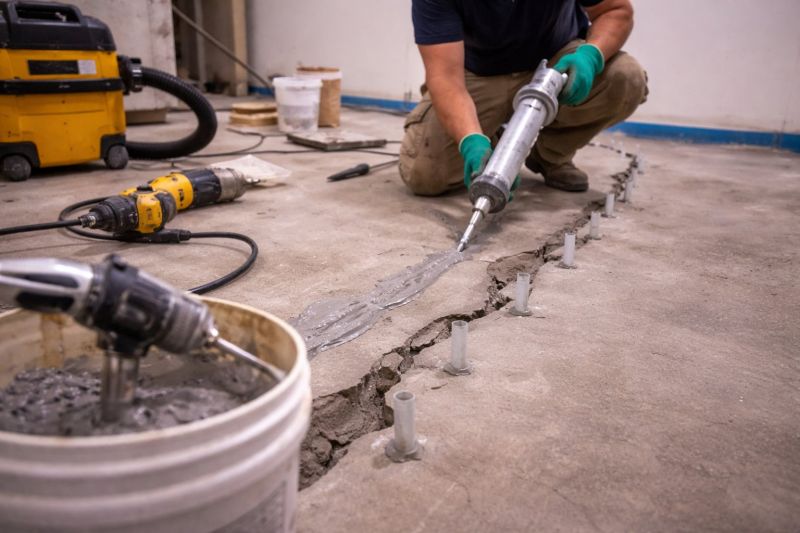 Cracked Basement Floor Repair in Lowell, MA