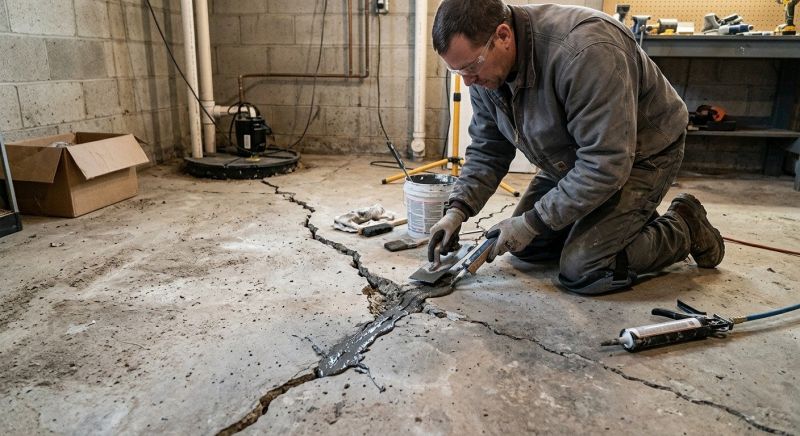 Cracked Basement Floor Repair in Lowell, MA