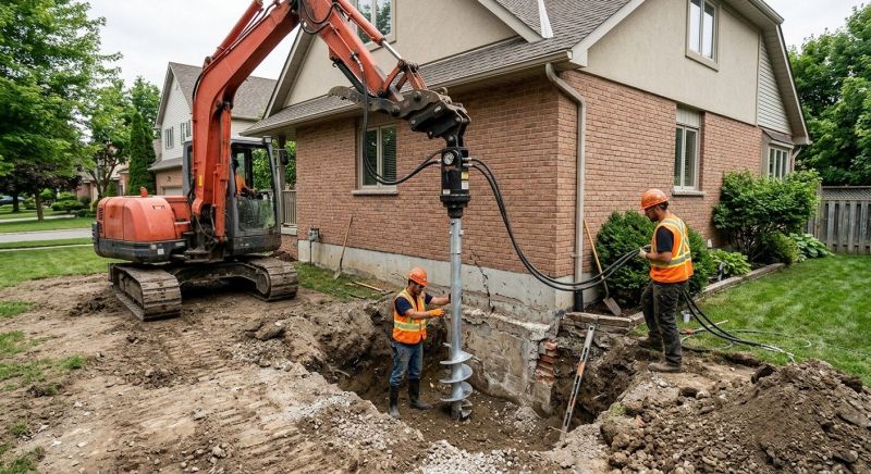 Helical Pile Installation in Lowell, MA