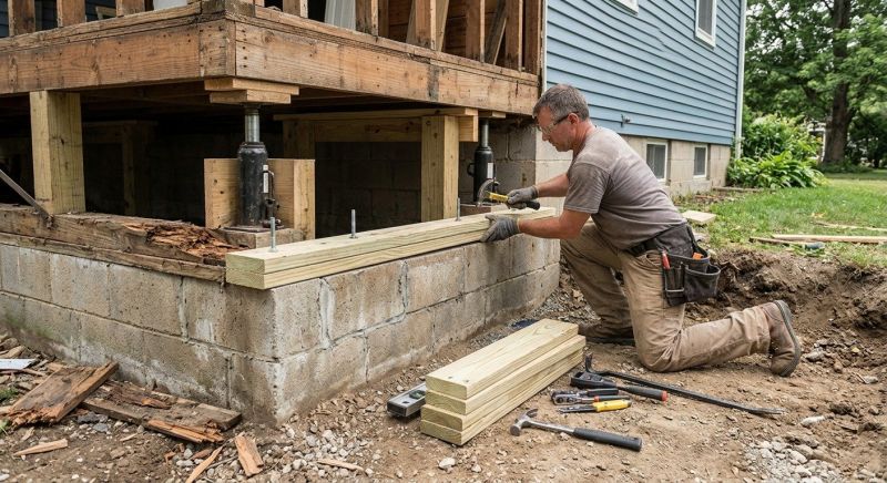 Sinking Foundation Repair in Natick, MA